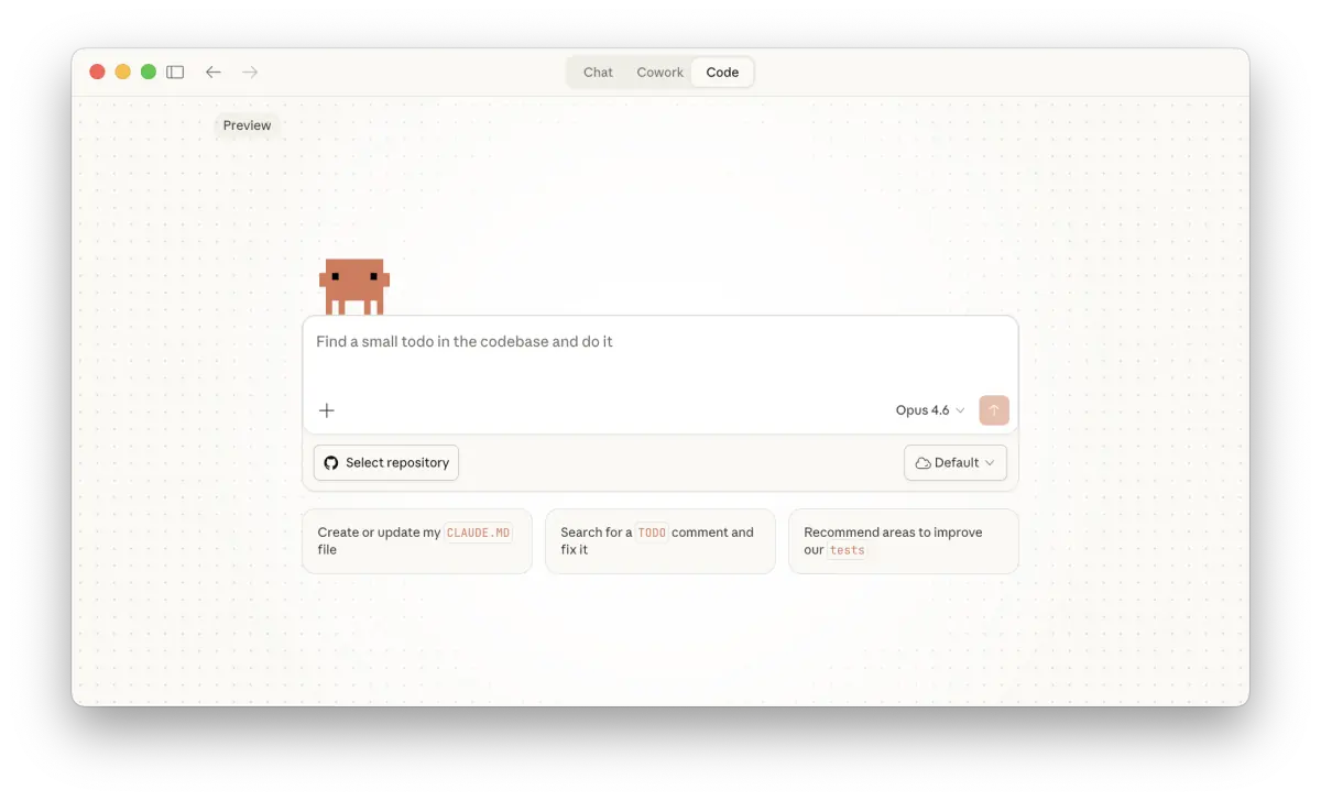 the Code tab in the Claude desktop app